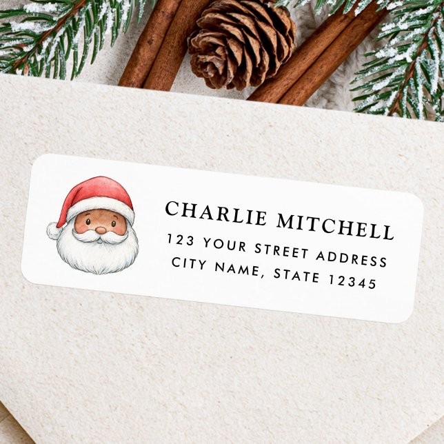 Etiqueta Cute Santa dirección de devolución de vacaciones d (Cute Santa Christmas holiday return address Label)