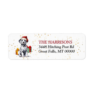 Etiqueta Cute Santa Hat Dalmatia Regalos de Cachorro