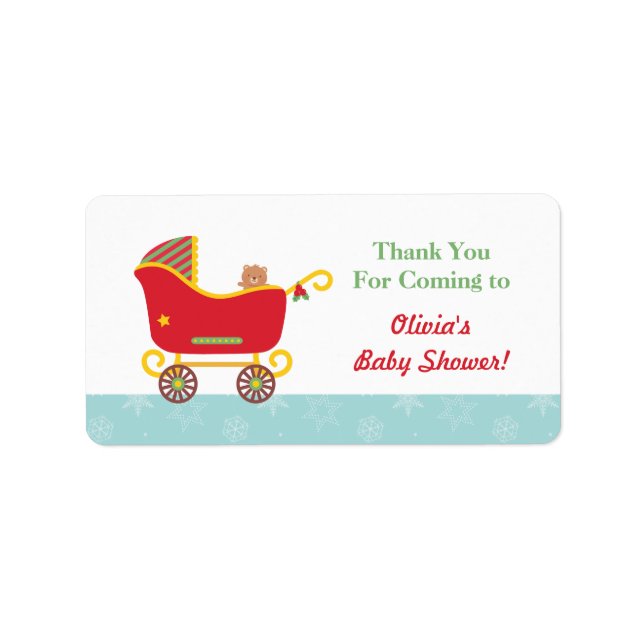 Etiqueta Cute Santa Sleigh Baby Stroller Gracias (Frente)