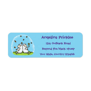 Etiqueta Cute sheep friends and butterflies cartoon