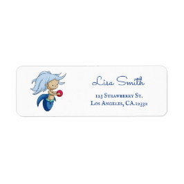 Etiqueta Cute Sirena Azul Dirección de Devolución