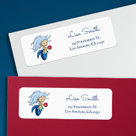 Etiqueta Cute Sirena Azul Dirección de Devolución