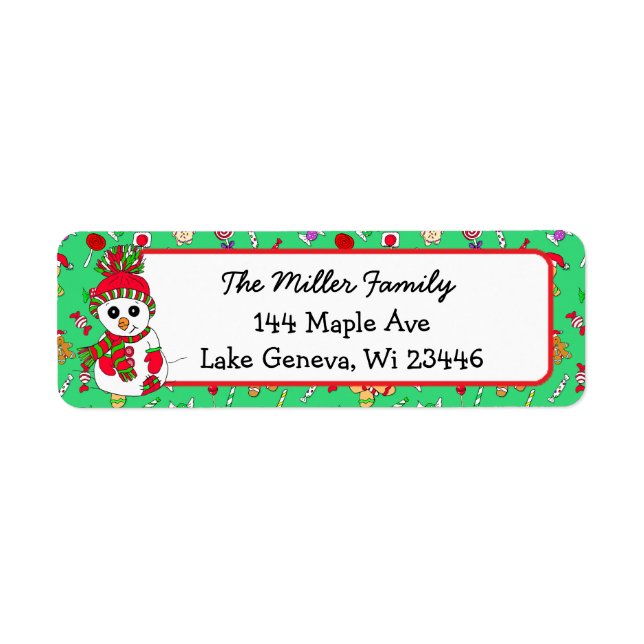 Etiqueta Cute Snowman Holiday Seasonal Festive (Frente)