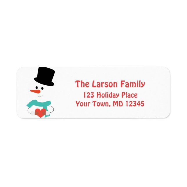 Etiqueta Cute Snowman Winter Holiday Custom Address (Frente)