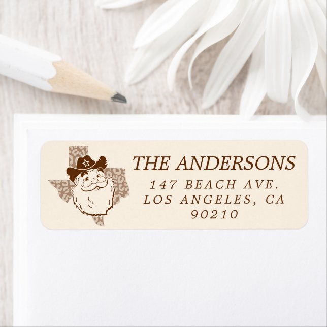 Etiqueta Cute Texas Cowboy Santa Claus (In situ)