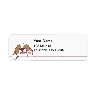 Etiqueta Cute Waving Shih Tzu Dog