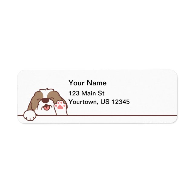 Etiqueta Cute Waving Shih Tzu Dog (Frente)