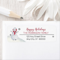 Cute Waving Snowman Feliz Navidad