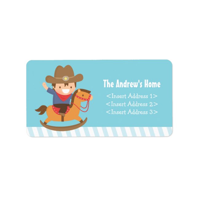 Etiqueta Cute Western Cowboy Kids Birday Fiesta (Frente)