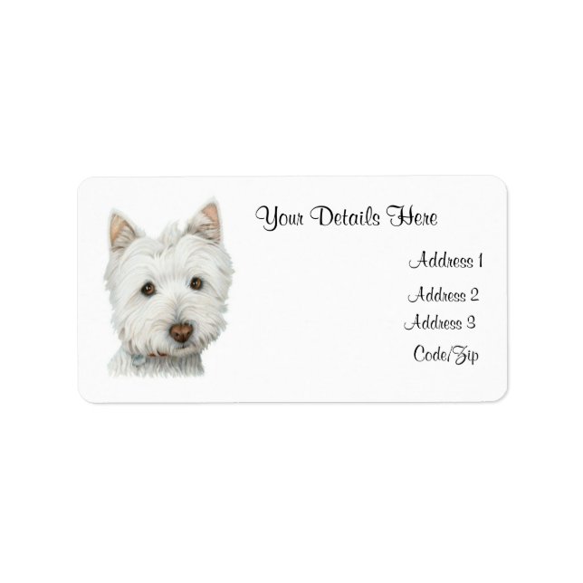 Etiqueta Cute Westie Dog (Frente)