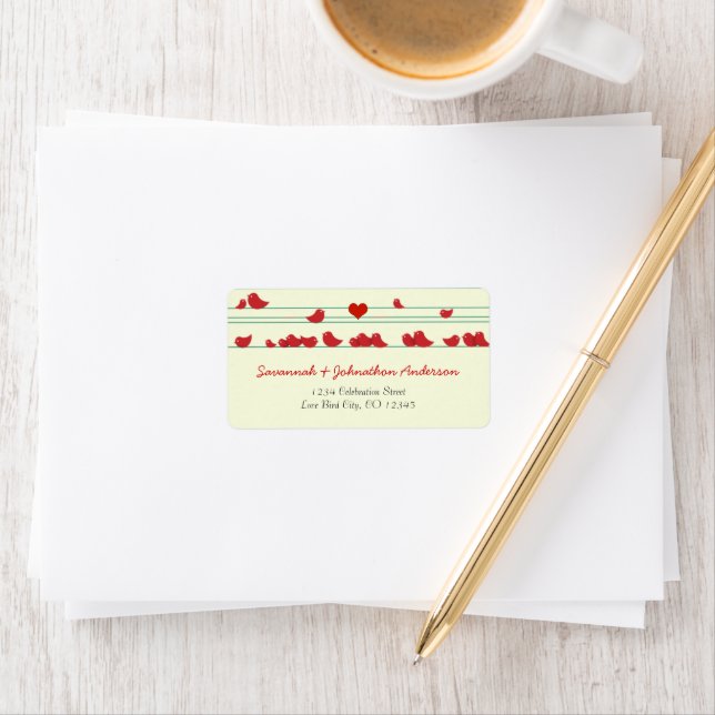Etiqueta Cute Whimsical Red Birds Address Labels (In situ)