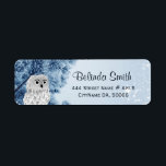 Etiqueta Cute Winter Owl White Blue<br><div class="desc">Cute white owl with winter trees.</div>
