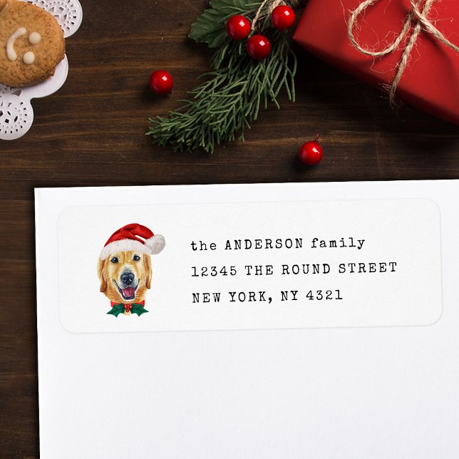 Etiqueta Cute Xmas Perro Retriever Dorado Dirección de Devo (Subido por el creador)