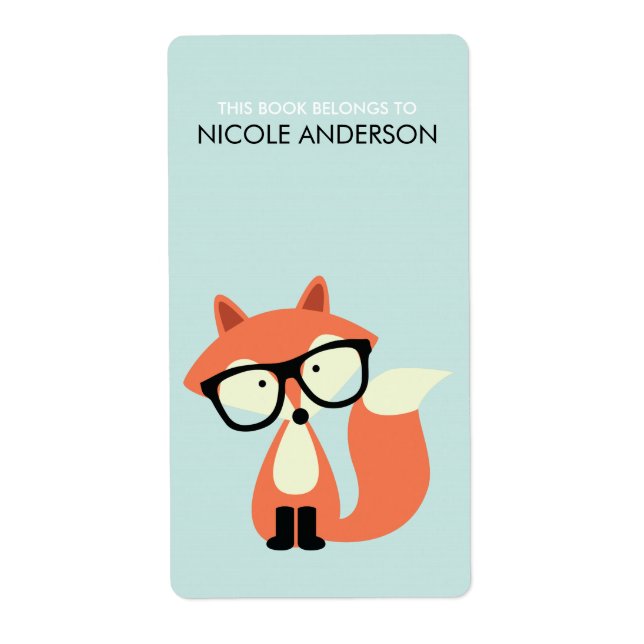 Etiqueta Cuto Hipster Red Fox Bookplate (Frente)