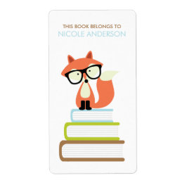 Etiqueta Cuto Hipster Red Fox Bookplate
