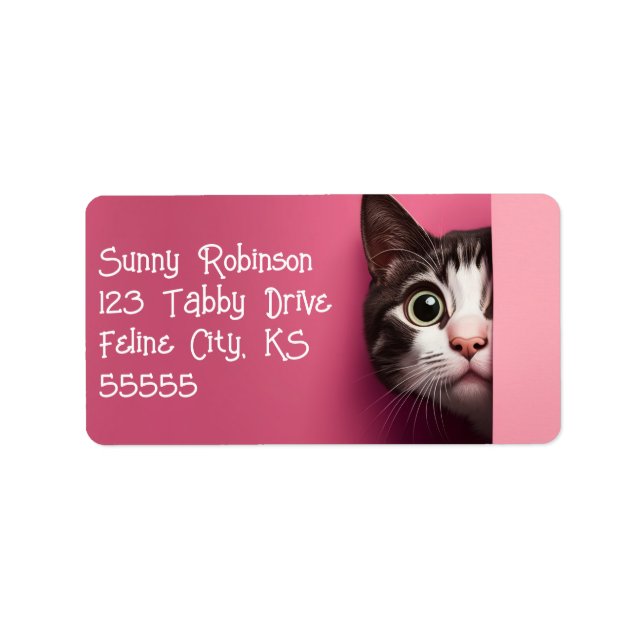Etiqueta Cuto Tabby Cat Peeks (Frente)