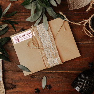 Etiqueta Cuto Whimsical Couple Doodle   Boda de monograma