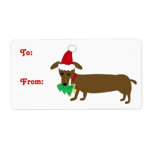 Etiqueta Dachshund del navidad