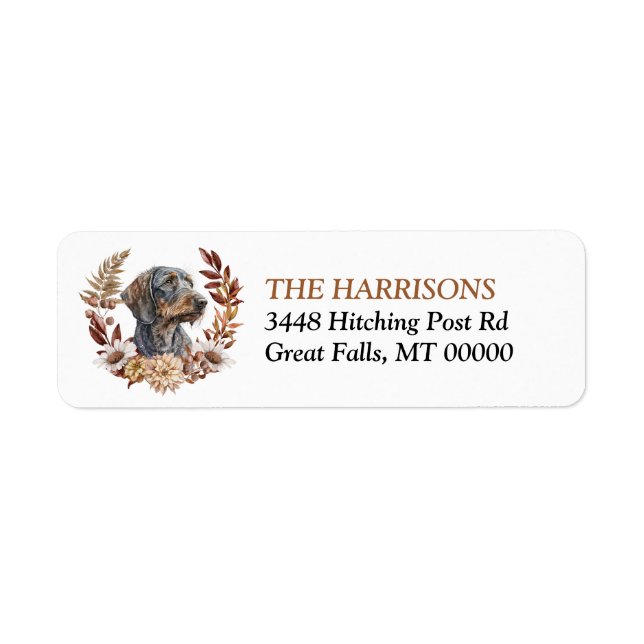 Etiqueta Dachshund Dog Otumn Wreath (Frente)