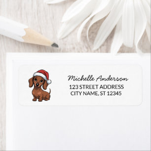 Etiqueta Dachshund en Santa Hat Navidades devuelven la dire