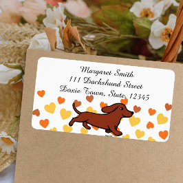Etiqueta Dachshund liso rojo corriendo