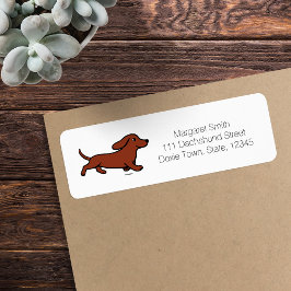 Etiqueta Dachshund liso rojo corriendo