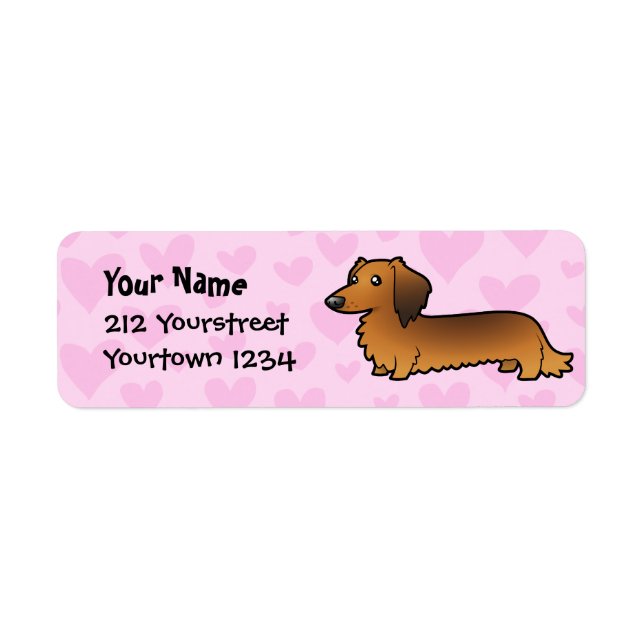 Etiqueta Dachshund Love (de cabello largo) (Frente)