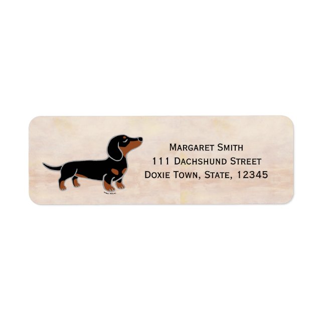 Etiqueta Dachshund negro y marrón posando (Frente)