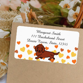 Etiqueta Dachshund pelirrojo de pelo largo 1