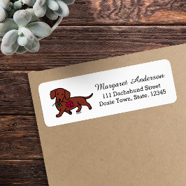 Etiqueta Dachshund Pelirrojo de Pelo Liso Rose