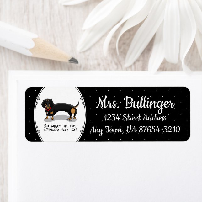 Etiqueta Dachshund podrido podrido (S negro & tan) Perro cu (In situ)