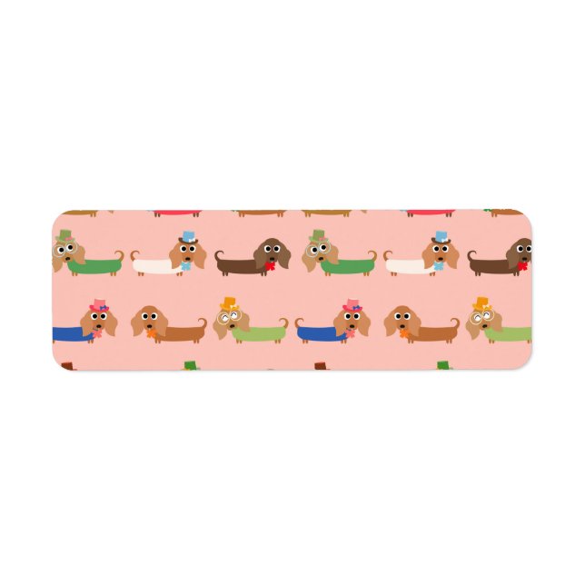 Etiqueta Dachshunds en rosa (Frente)