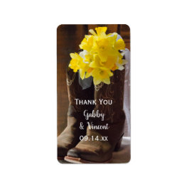 Etiqueta Daffodils Cowboy Boots Boda Occidental Gracias