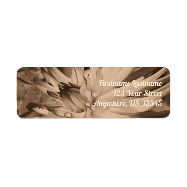 Etiqueta Dahlia Flower Close En Sepia (Frente)