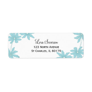 Etiqueta Daisies azules claros en blanco