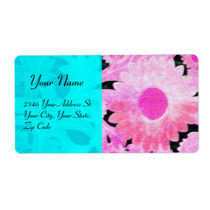 Etiqueta DAISY , azul turquesa negro rosa