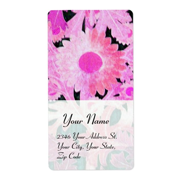 Etiqueta DAISY, blanco rosado negro (Frente)