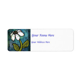 Etiqueta Daisy blanco sobre fondo azul - Collage