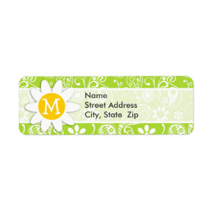 Etiqueta Daisy on Citron Green Paisley; Floral