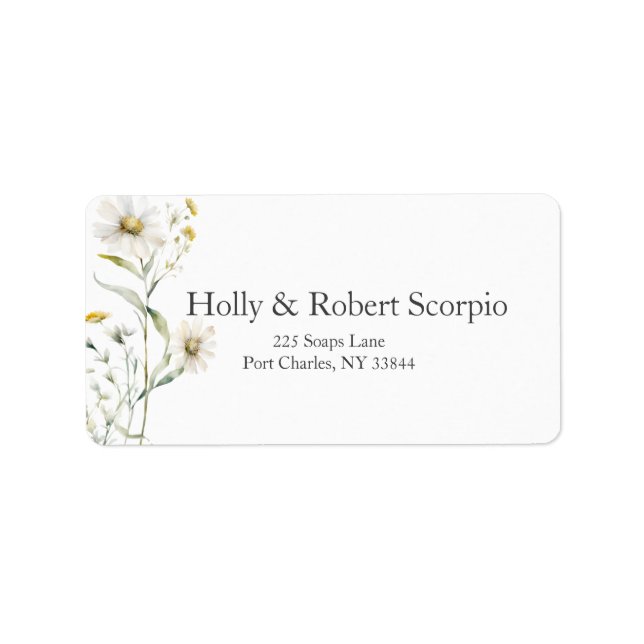 Etiqueta Daisy Wildflower Boda (Frente)