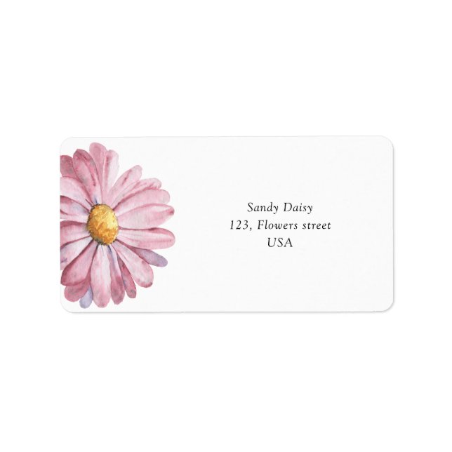 Etiqueta Daisy Wildflower rosa (Frente)