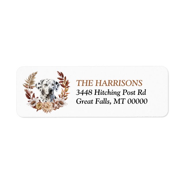 Etiqueta Dalmatian Dog Autumn Wreath (Frente)