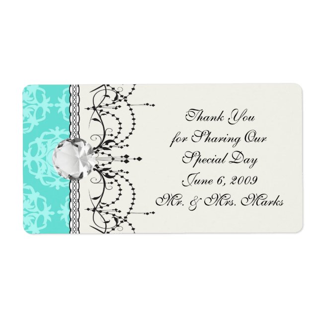 Etiqueta damasco azul de dos tonos (Frente)