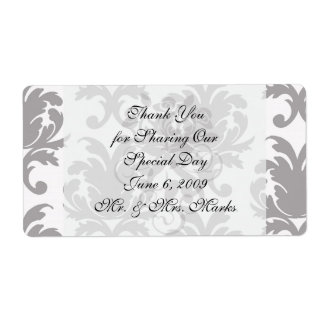 Etiqueta damasco barroco blanco gris