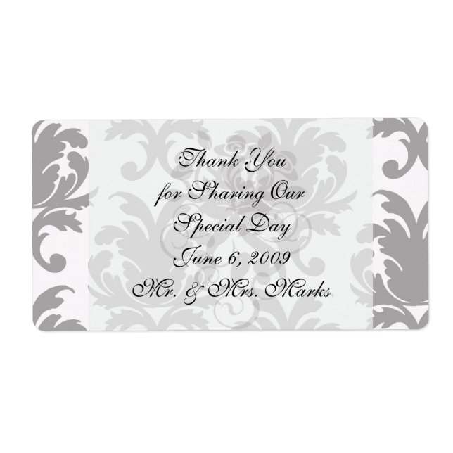 Etiqueta damasco barroco blanco gris (Frente)