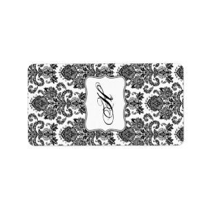 Etiqueta Damasco blanco negro miniatura de Hershey de 1.25"