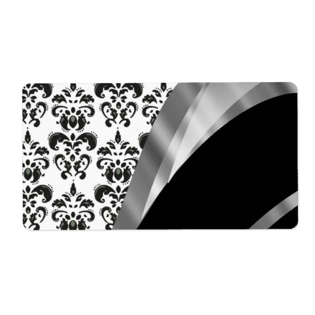 Etiqueta Damasco blanco y negro (Frente)