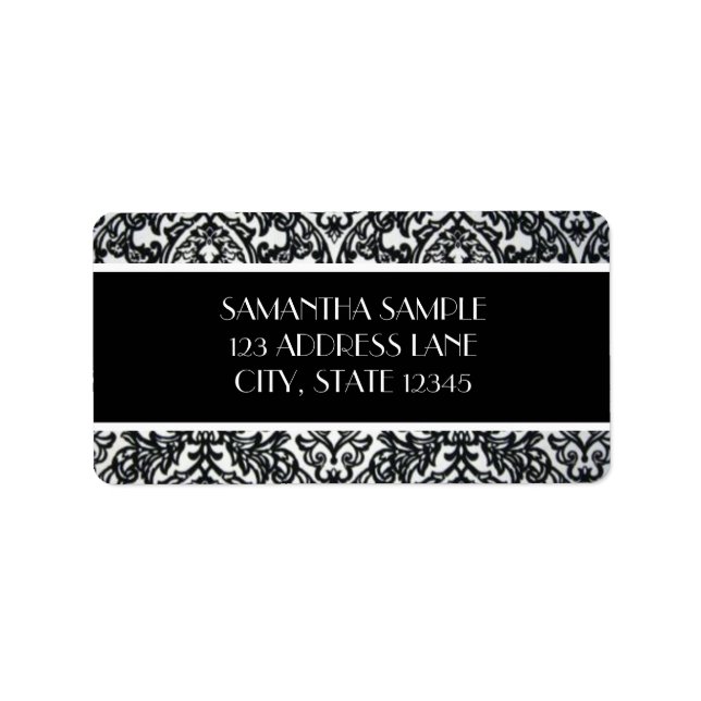 Etiqueta Damasco blanco y negro (Frente)