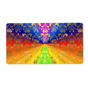 Etiqueta Damasco de arco iris dorado