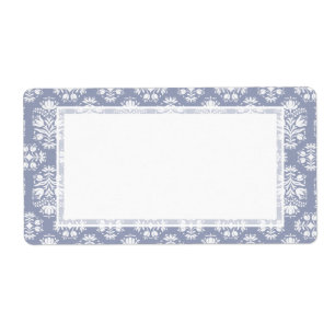 Etiqueta Damasco de encaje azul floral victoriano